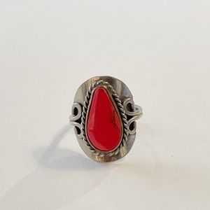 Red Howlite Adjustable Ring